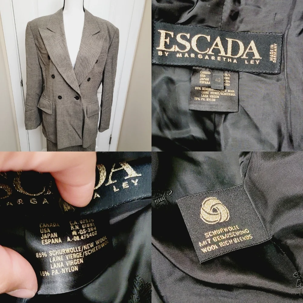 ESCADA Vintage Gingham Suit Set, Suit Blazer & Pencil Skirt - Picture 16 of 16